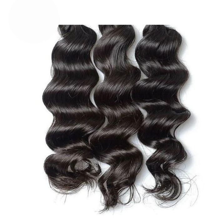 Natural loose wavy raw human hair bundles 1