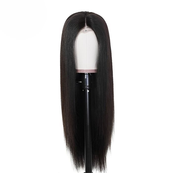 Bong Straight Human Hair Wig Long Black 13