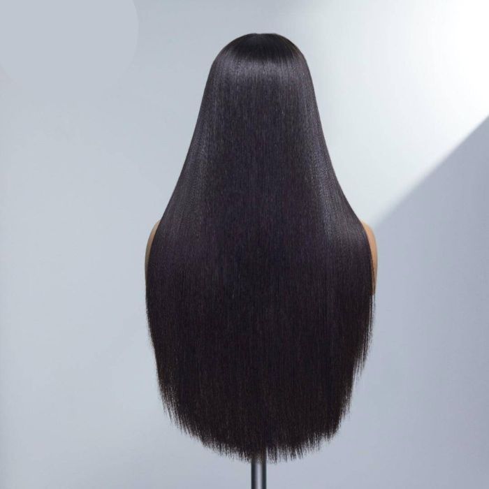 Bong Straight Human Hair Wig Long Black 14