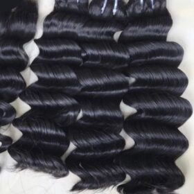 Natural loose wavy raw human hair bundles 2