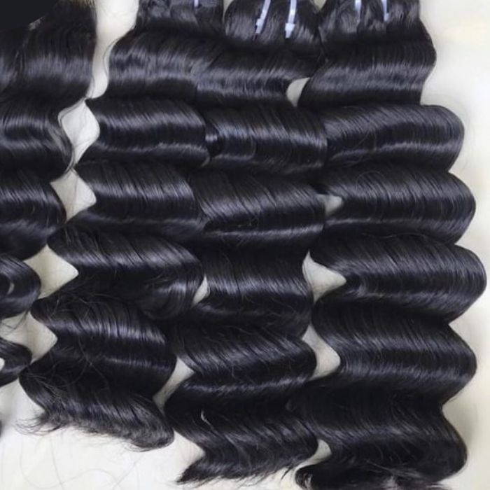 Natural loose wavy raw human hair bundles 2