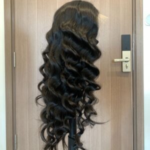 Wavy Human Hair Wig Black 4