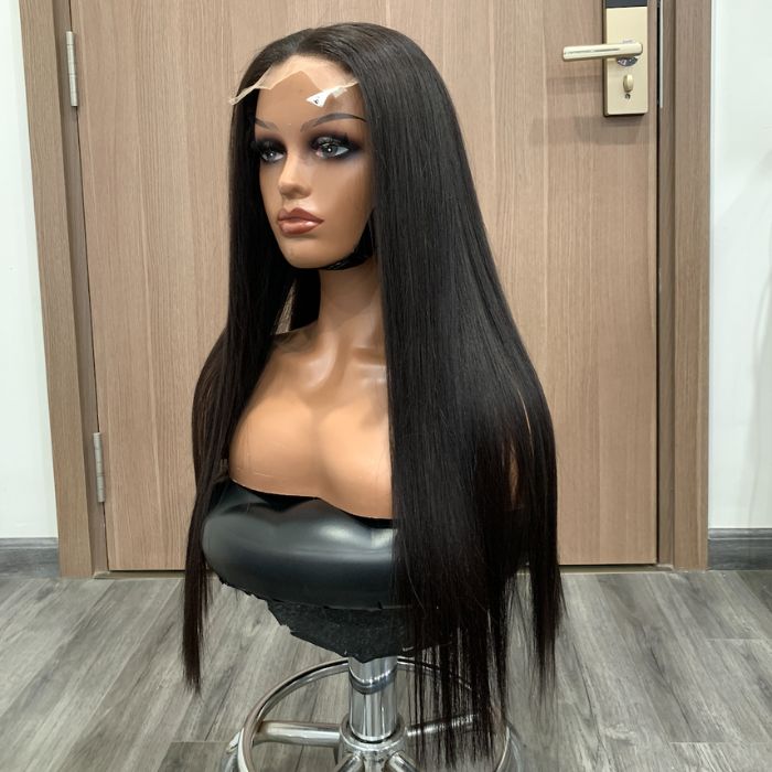 Bong Straight Human Hair Wig Long Black 6