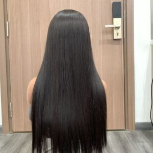 Bong Straight Human Hair Wig Long Black 5