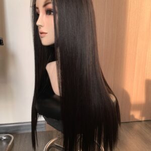 Bong Straight Human Hair Wig Long Black 4