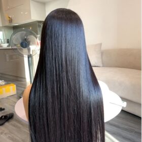 Bong Straight Human Hair Wig Long Black 3