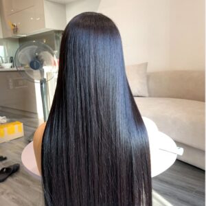 Bong Straight Human Hair Wig Long Black 3