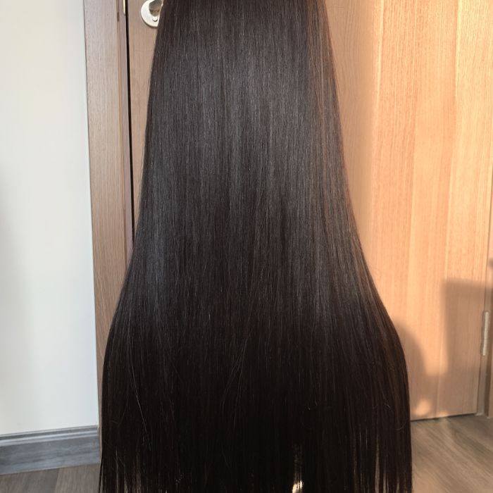 Bong Straight Human Hair Wig Long Black 8