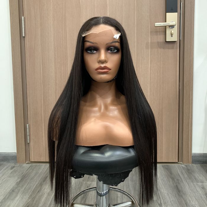 Bong Straight Human Hair Wig Long Black 9