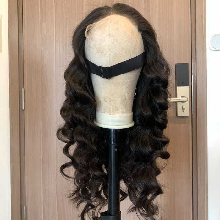 Wavy Human Hair Wig Black 3
