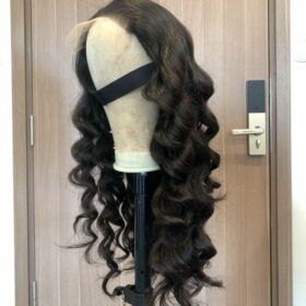 Wavy Human Hair Wig Black 1