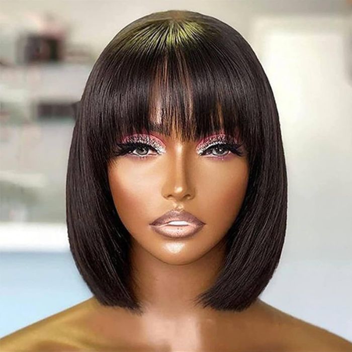 Human Hair Wig Bob With Bangs 3